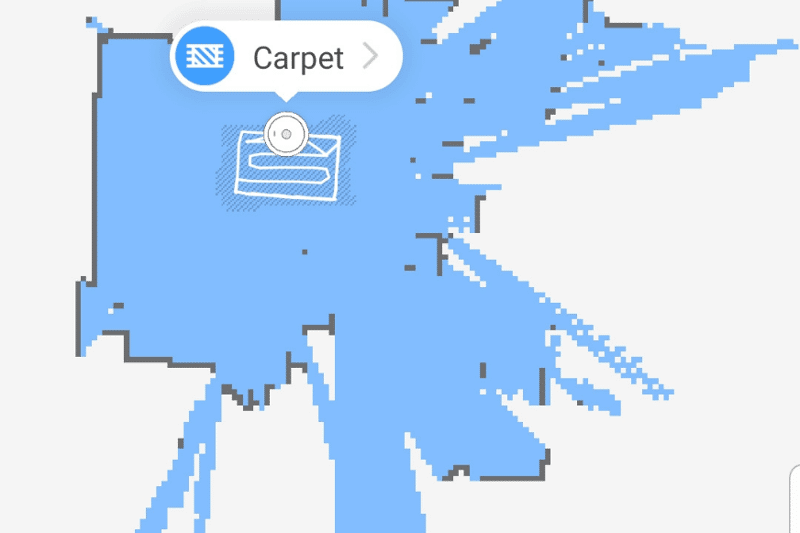You can see the carpet as a shaded area in the Roborock S7 App